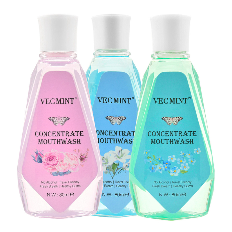 VECMINT Bezalkoholowy 80 ml Aromaty kwiatowe Antybakteryjne Koncentrowane Mycie jamy ustnej Mycie jamy ustnej Mycie zębów