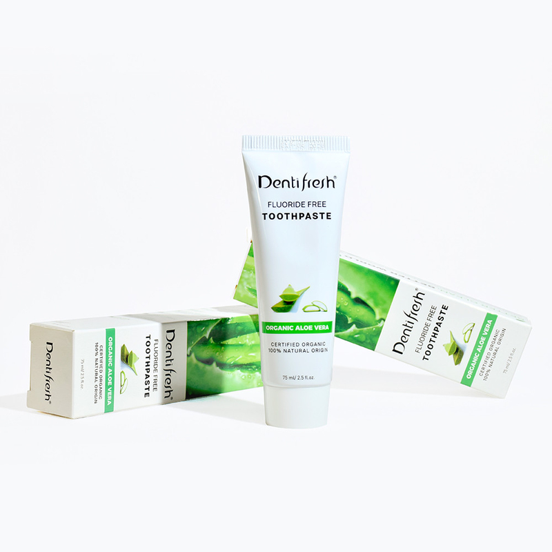 DENTIFRESH Naturalny certyfikowany pasty do zębów z Aloe Vera 75 ml dla dorosłych dzieci bez fluoru