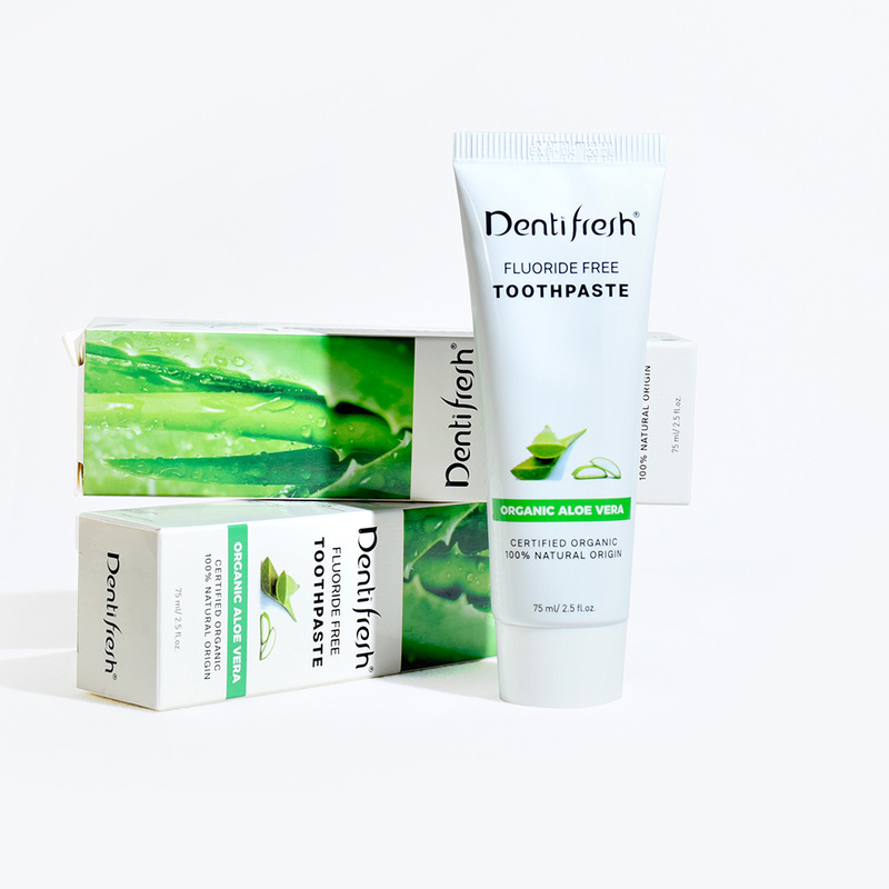 DENTIFRESH Naturalny certyfikowany pasty do zębów z Aloe Vera 75 ml dla dorosłych dzieci bez fluoru