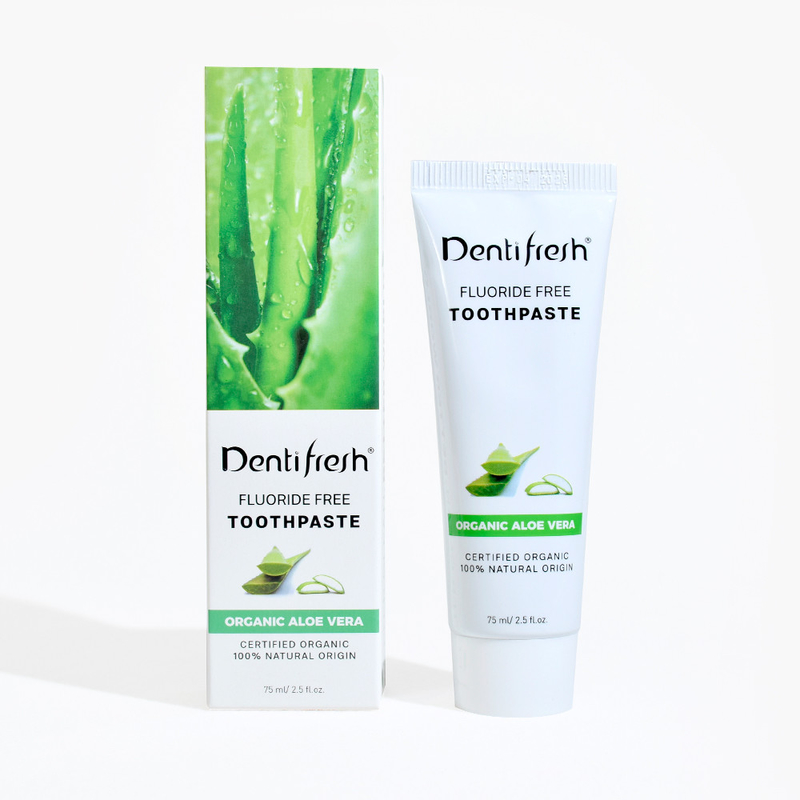 DENTIFRESH Naturalny certyfikowany pasty do zębów z Aloe Vera 75 ml dla dorosłych dzieci bez fluoru