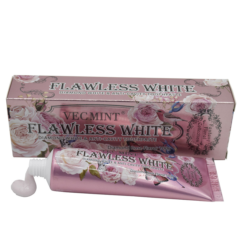 VECMINT różowy pasta do zębów 100g Pasta do zębów dla zdrowych zębów elegancka kolekcja kwiatowa gorąca sprzedaż fabryka dostawa bezpośrednia