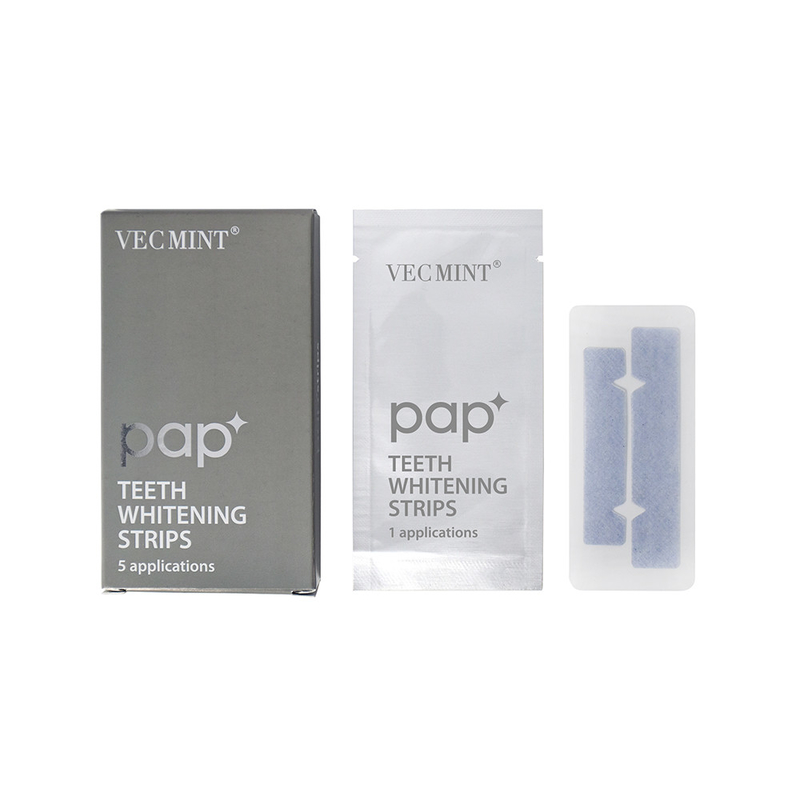 VECMINT pap* Advanced Teeth Whitening Strips - Pack of 5 Applications Długotrwały biały uśmiech.