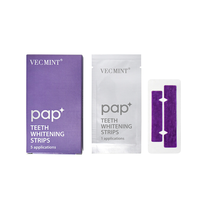 VECMINT pap* Advanced Teeth Whitening Strips - Pack of 5 Applications Długotrwały biały uśmiech.
