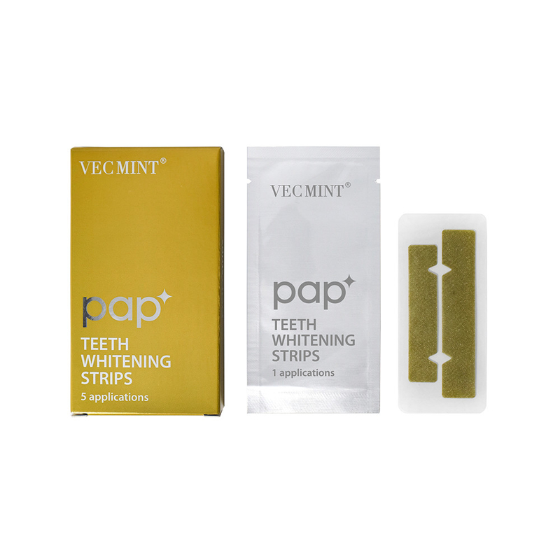 VECMINT pap* Advanced Teeth Whitening Strips - Pack of 5 Applications Długotrwały biały uśmiech.