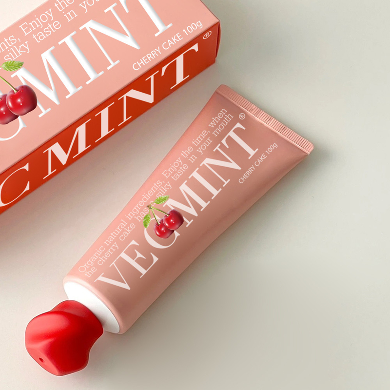 Pasty do zębów aromatyzowane ciastkiem wiśniowym VECMINT - z ekologicznymi naturalnymi składnikami, wspaniałe mleko doustne
