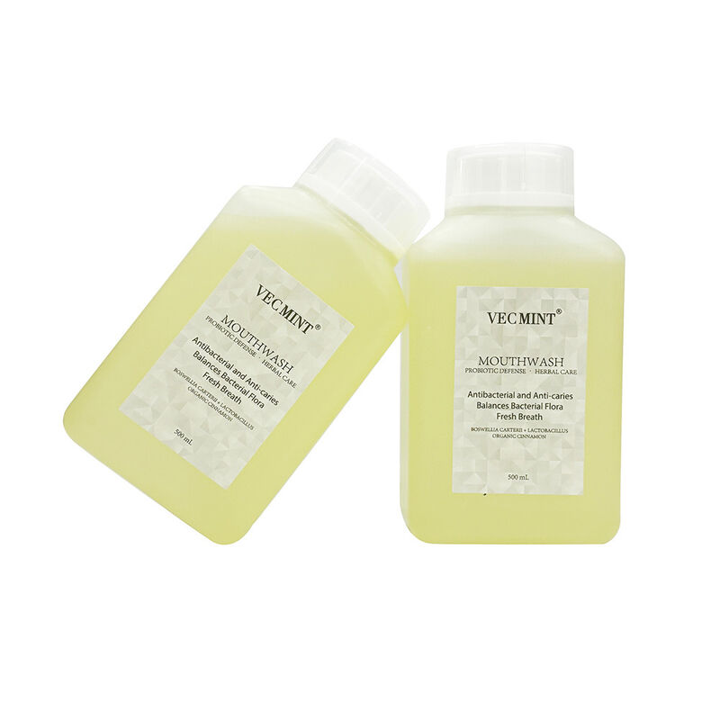 VECMINT Probiotyczne ochrona Ziołowa płukacz do ust - Przeciwbakteryjny Przeciwpowlekany płukacz doustny (równoważy florę bakteryjną i świeży oddech) 500 ml