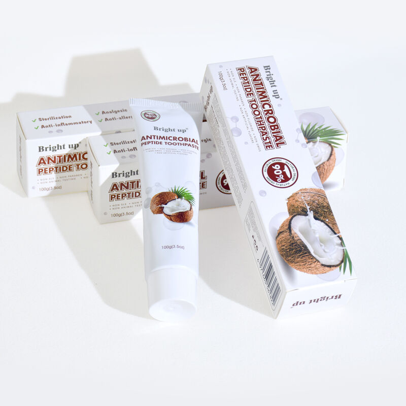 Antimikrobyczna pasta do zębów z peptydem Jasna do 100 g Kokosowy smak 90% Naturalne nieszkodliwe dodatki