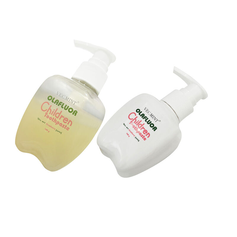 Pasta do zębów dla dzieci OLAFluor firmy VECMINT - 100g butelka z pompką, smak truskawkowy, bezpieczna pasta do zębów dla dzieci do codziennej higieny jamy ustnej